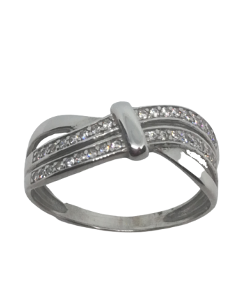 Bague en or gris, oxyde de zirconium Livraison rapide