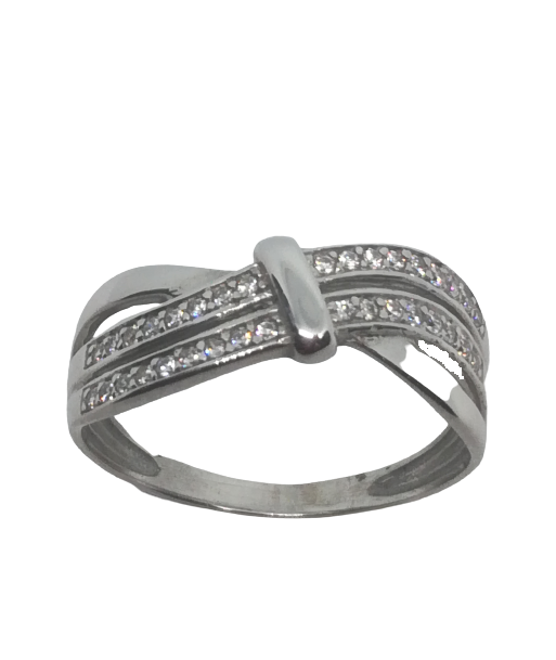 Bague en or gris, oxyde de zirconium Livraison rapide