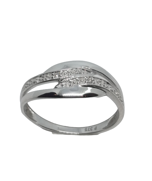 Bague en or gris, diamant en stock