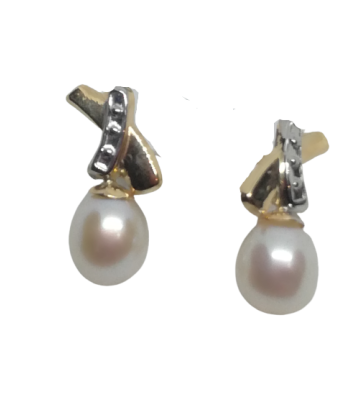 Boucles d'oreilles en or, perles en linge