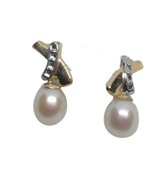 Boucles d'oreilles en or, perles en linge