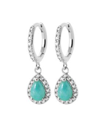 Boucles d'oreilles en argent, oxydes et amazonite solde