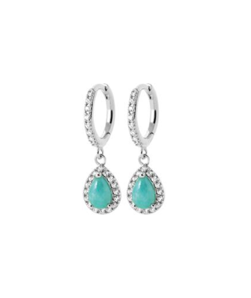 Boucles d'oreilles en argent, oxydes et amazonite solde