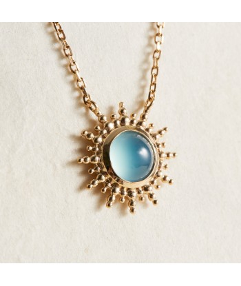 Collier soleil serti d'Agate Bleue en plaqué or Faites des économies