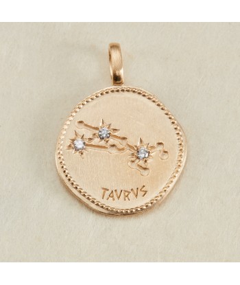 Pendentif Constellation Taureau oxyde de zirconium blanc en plaqué or basket pas cher