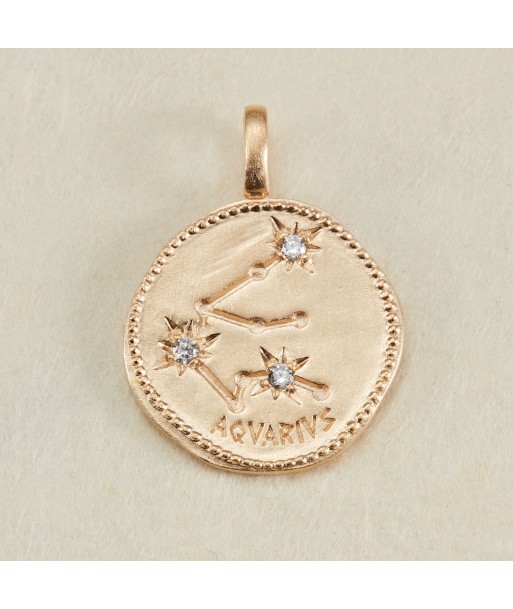 Pendentif Constellation Verseau oxyde de zirconium blanc en plaqué or Par le système avancé 