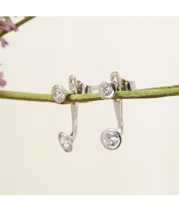 Boucles d'oreilles lobes serties d'oxyde de zirconium blanc en argent plus qu'un jeu 