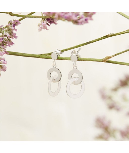 Boucles d'oreilles pendantes anneaux plats entrelacés en argent vous aussi creer 