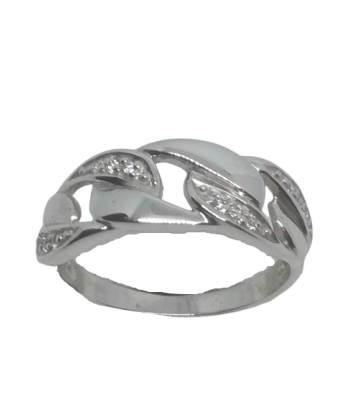 Bague en or gris, oxyde de zirconium ou a consommer sur place