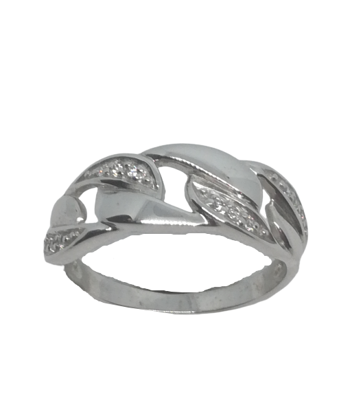 Bague en or gris, oxyde de zirconium ou a consommer sur place