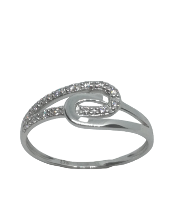 Bague en or gris, oxyde de zirconium Véritable concentré