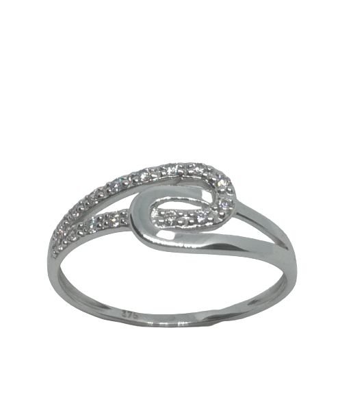 Bague en or gris, oxyde de zirconium Véritable concentré