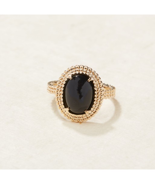 Bague torsadée Agate noire en plaqué or Paris Déstockage Promo