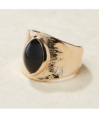 Bague large sertie d'Agate noire en plaqué or Par le système avancé 