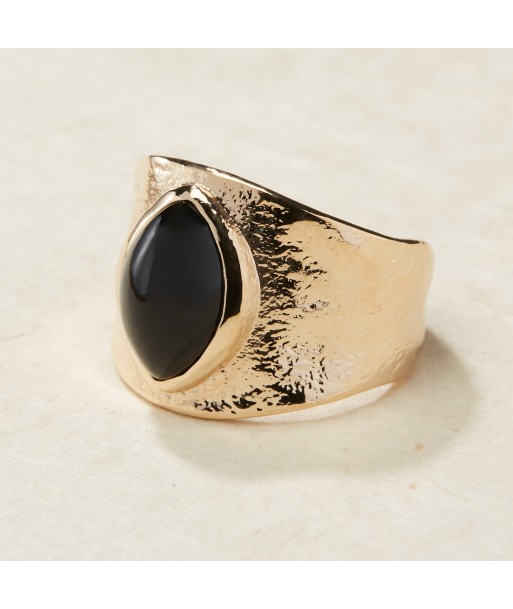 Bague large sertie d'Agate noire en plaqué or Par le système avancé 