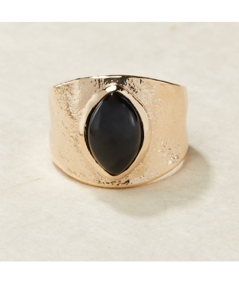 Bague large sertie d'Agate noire en plaqué or Par le système avancé 