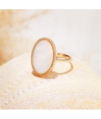 Bague médaillon Véritable Nacre en plaqué or en stock