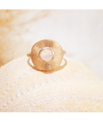 Bague mat Quartz Rose en plaqué or brillant des détails fins