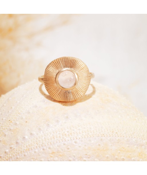 Bague mat Quartz Rose en plaqué or brillant des détails fins