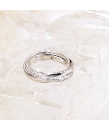 Bague triple anneaux oxyde de zirconium blanc en argent acheter