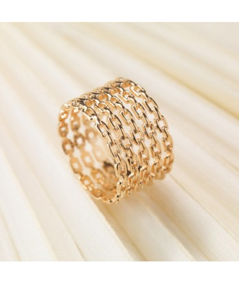 Bague large maille forçat en plaqué or Par le système avancé 