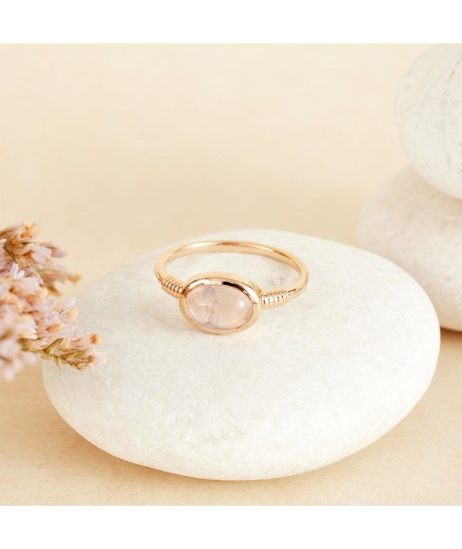 Bague fine sertie de Quartz rose en plaqué or les ligaments