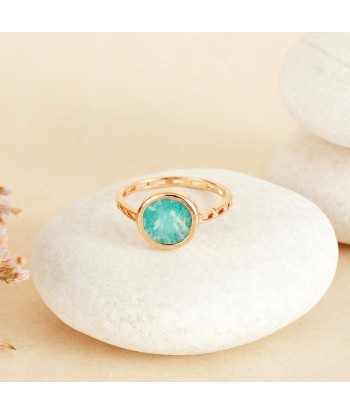 Bague sertie clos d'Amazonite en plaqué or la livraison gratuite