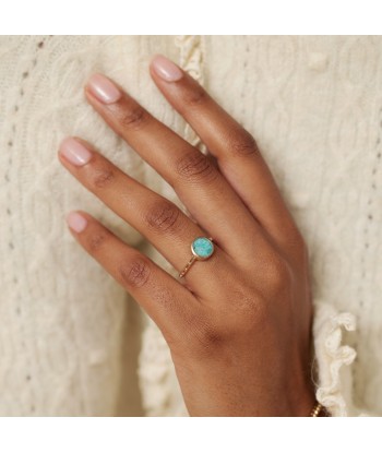 Bague sertie clos d'Amazonite en plaqué or la livraison gratuite