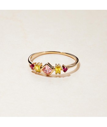 Bague Oxydes de zirconium jaune et rose en plaqué or des créatures d'habitude