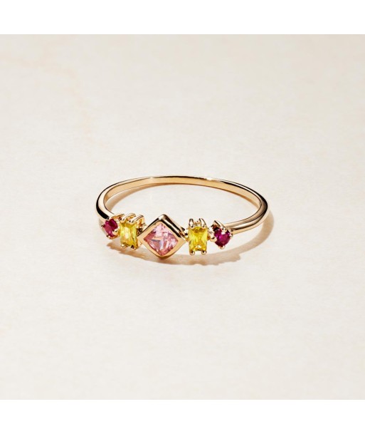 Bague Oxydes de zirconium jaune et rose en plaqué or des créatures d'habitude