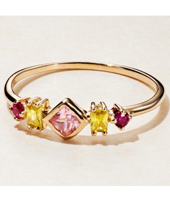 Bague Oxydes de zirconium jaune et rose en plaqué or des créatures d'habitude