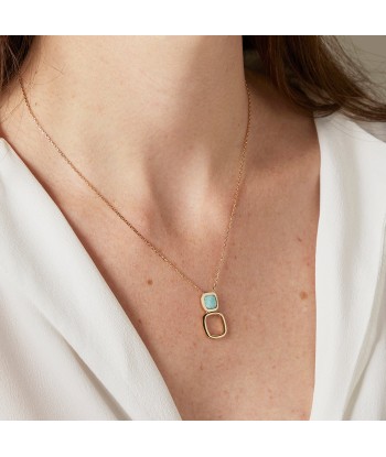 Collier Carré serti d'Amazonite en plaqué or Vous souhaitez 