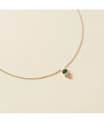 Collier serti clos d'oxyde de zirconium blanc et vert en plaqué or soldes