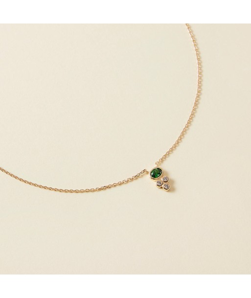 Collier serti clos d'oxyde de zirconium blanc et vert en plaqué or soldes