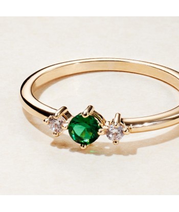 Bague sertie d'oxyde de zirconium vert en plaqué or pas cher chine