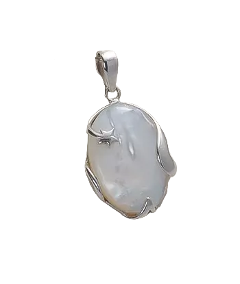 Pendentif en argent, nacre blanche en linge