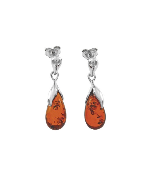 Boucles d'oreilles en argent et ambre Amélioration de cerveau avec